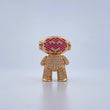 Dije Astronauta 9.75gr / 2.4cm / Circones Fucsias Blancos Oro Amarillo 18K &