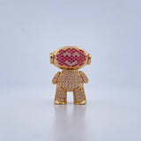 Dije Astronauta 9.75gr / 2.4cm / Circones Fucsias Blancos Oro Amarillo 18K &