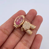Dije Astronauta 9.75gr / 2.4cm / Circones Fucsias Blancos Oro Amarillo 18K &