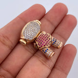 Dije Astronauta 9.6gr / 2.5cm / Circones Fucsias Azules Verdes Blancos Tres Oros 18K &