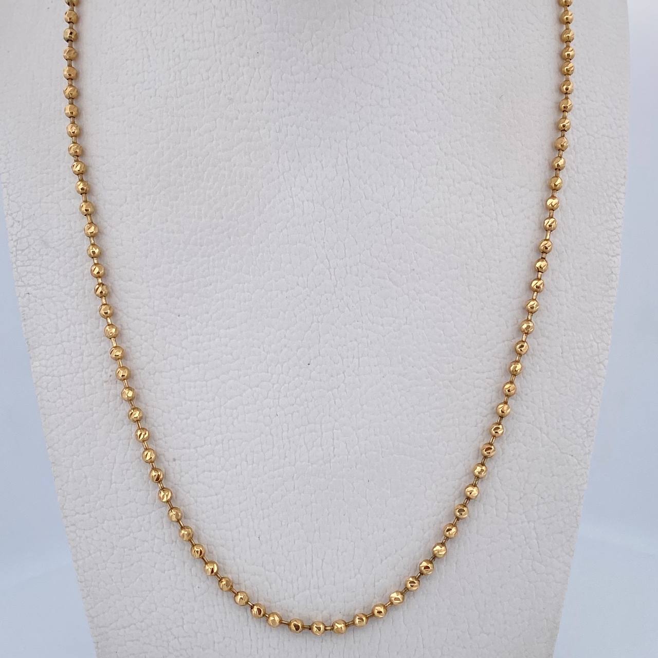 Cadena Militar 12.2gr / 61.3cm / 2.4mm Bolas Diamantadas Oro Amarillo 18K $