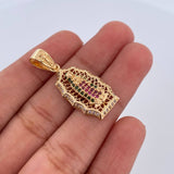Dije Virgen Guadalupe 3.5gr / 3.2cm / Circones Fucsias Verdes Blancos Oro Amarillo 18K $
