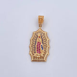 Dije Virgen Guadalupe 4.55gr / 3.7cm / Circones Fucsias Azules Blancos Oro Amarillo 18K $