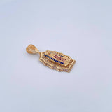Dije Virgen Guadalupe 4.55gr / 3.7cm / Circones Fucsias Azules Blancos Oro Amarillo 18K $