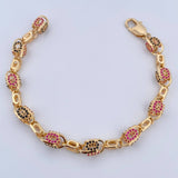 Pulso Rustico Ovalo  17.2gr / 20.3cm / 6.5mm Circones Fucsias Negros Oro Amarillo 18K $