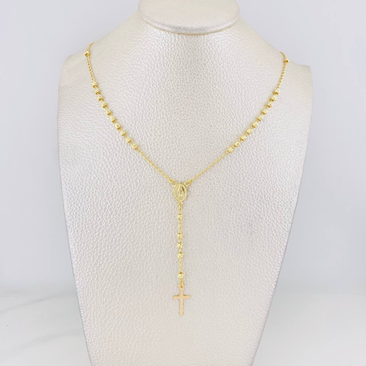 Rosario Virgen Milagrosa Cruz 6.3g / 55cm / 3mm Oro Amarillo 18K