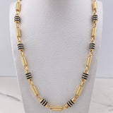 Cadena Rustica 24.2gr / 65cm / 6.17mm Cilindro Rayado Cauchos Negros Oro Amarillo 18K $