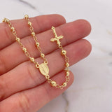 Rosario Virgen Milagrosa 6.35gr / 50cm / 3mm Bola Lisa Oro Amarillo 18K $