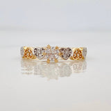 Anillo Solitario Corazones 2.2g / T7 1/2 Dos Oros Amarillo Blanco 18K