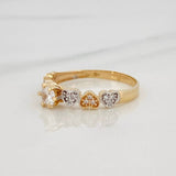 Anillo Solitario Corazones 2.2g / T7 1/2 Dos Oros Amarillo Blanco 18K