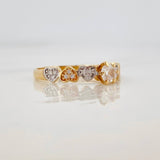Anillo Solitario Corazones 2.2g / T7 1/2 Dos Oros Amarillo Blanco 18K
