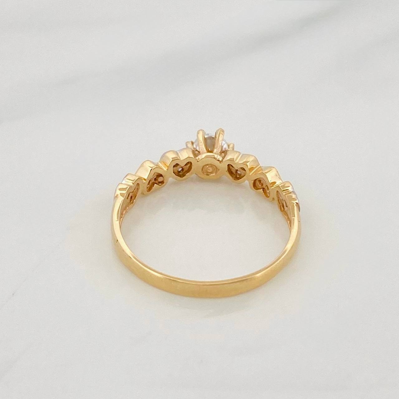 Anillo Solitario Corazones 2.2g / T7 1/2 Dos Oros Amarillo Blanco 18K