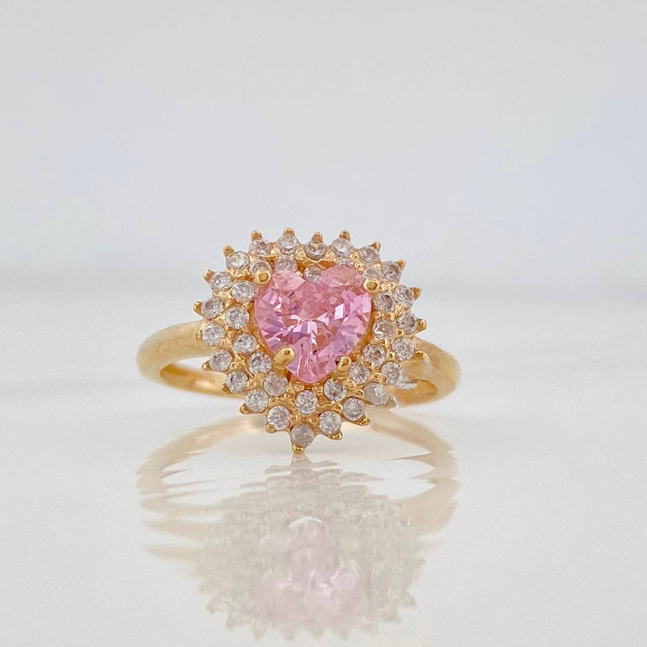 Anillo Halo Corazón 2.95g / T5 1/2 Oro Amarillo 18K