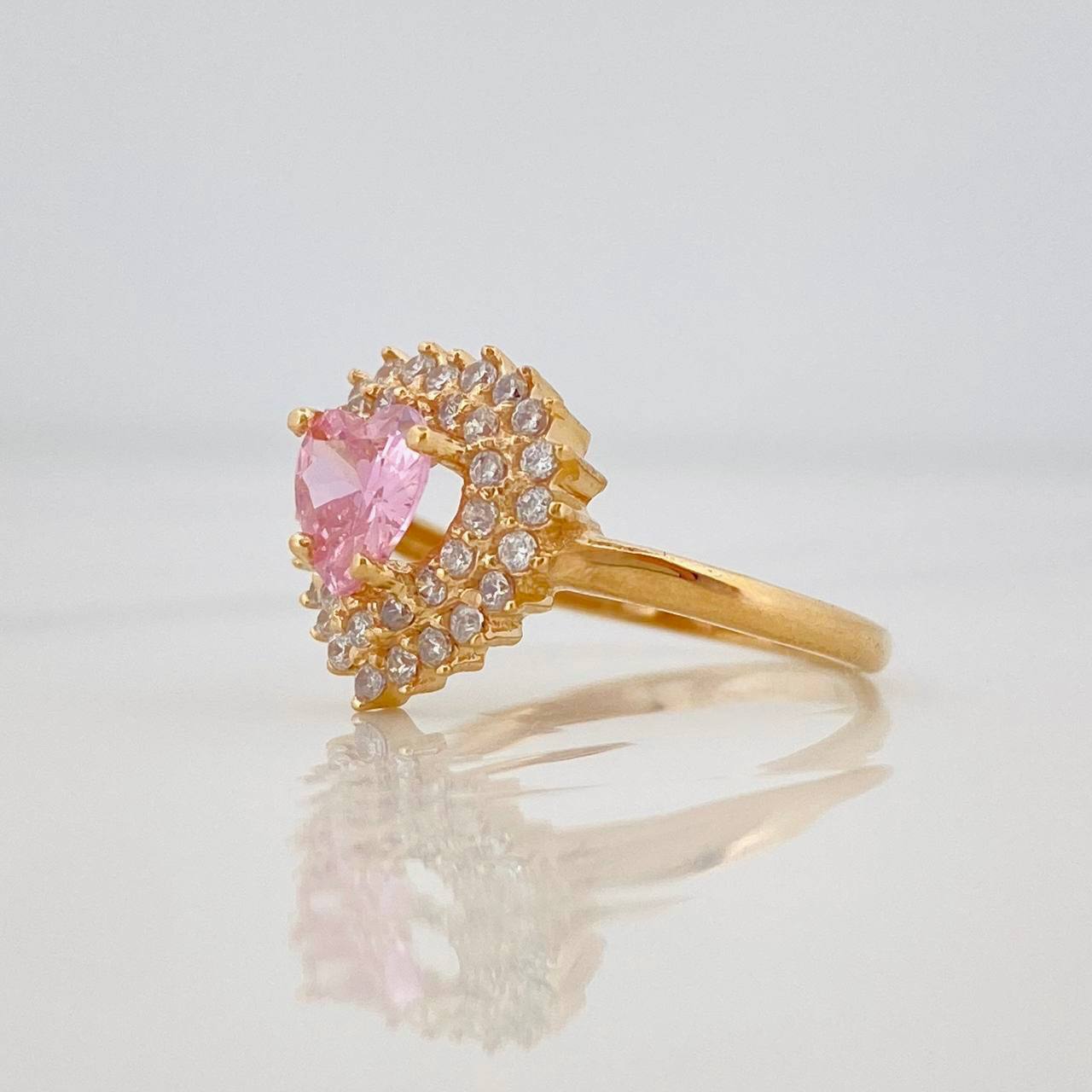 Anillo Halo Corazón 2.95g / T5 1/2 Oro Amarillo 18K