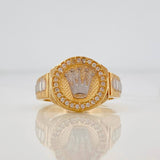Anillo Correa Corona 5.6g / T6 1/2 Dos Oros Amarillo Blanco 18K