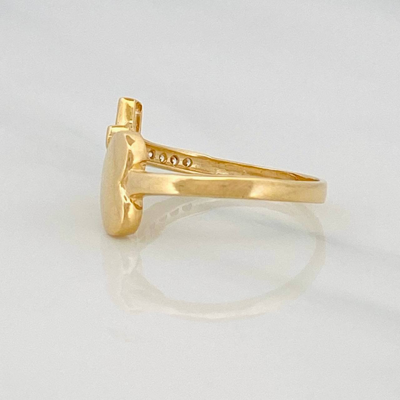Anillo Cruz Corazón 2.6g / T7 1/2 Oro Amarillo 18K