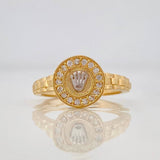 Anillo Corona 3.1g / T7 1/2 Dos Oros Amarillo Blanco 18K
