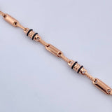 Pulso Rustico Barril 3.5gr / 20.7cm / 3.4mm Cauchos Negros Oro Rosa 18K &