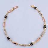 Pulso Rustico Barril 3.45gr / 21cm / 3.8mm Cauchos Negros Tres Oros 18K &