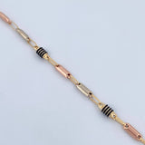 Pulso Rustico Barril 3.45gr / 21cm / 3.8mm Cauchos Negros Tres Oros 18K &