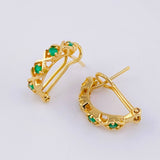Candongas Puntos Cruzados Esmeraldas 16pts 3.6gr / 1.5cm / Oro Amarillo 18K