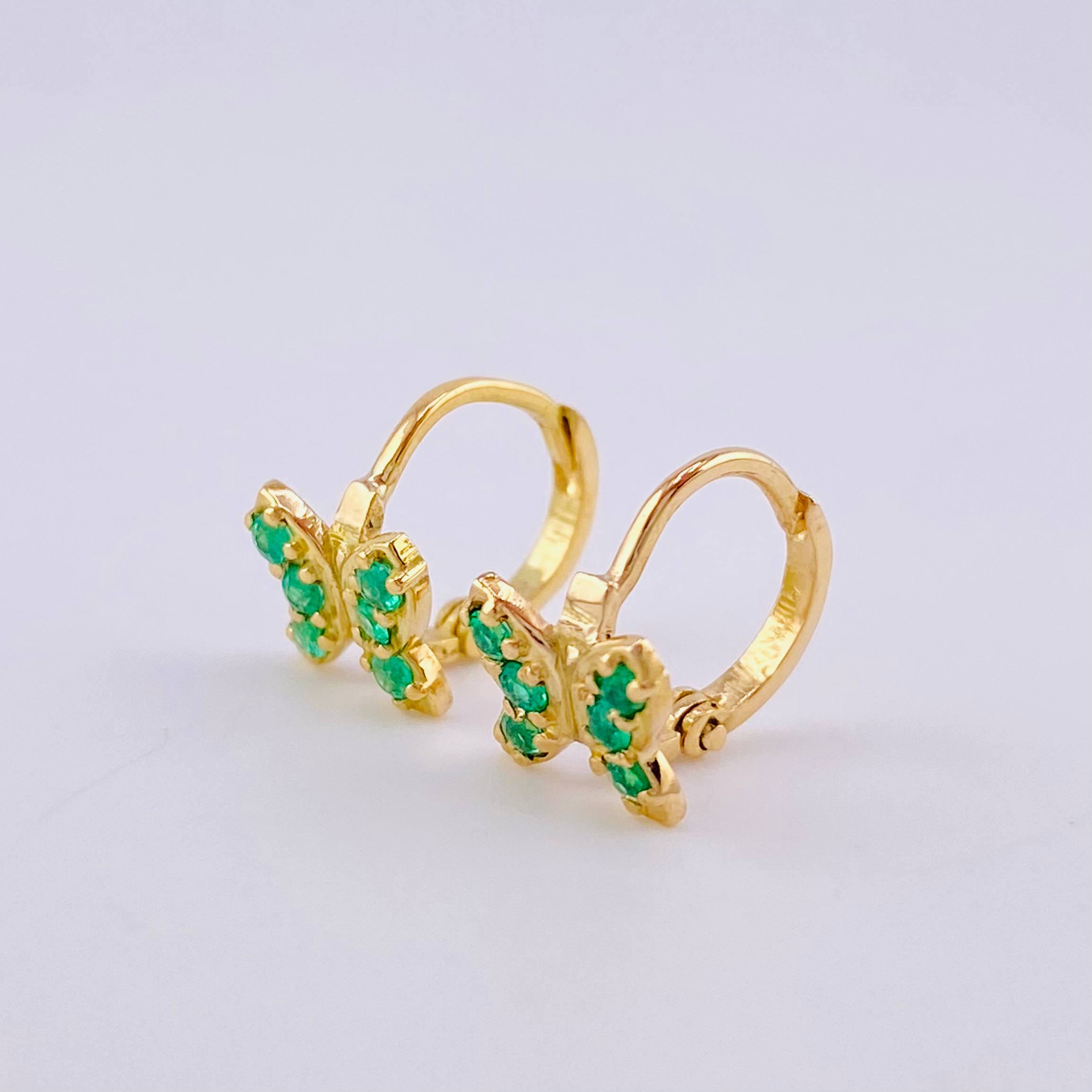 Candongas Mariposa 18 Pts Esmeralda 1.65 g / 1 cm Oro Amarillo 18K