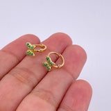 Candongas Mariposa 18 Pts Esmeralda 1.65 g / 1 cm Oro Amarillo 18K