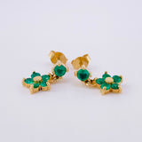 Topos Flor Colgante Esmeraldas 60pts 2.55gr / 1.5cm / Oro Amarillo 18K