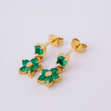 Topos Flor Colgante Esmeraldas 60pts 2.55gr / 1.5cm / Oro Amarillo 18K