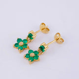 Topos Flor Colgante Esmeraldas 60pts 2.55gr / 1.5cm / Oro Amarillo 18K