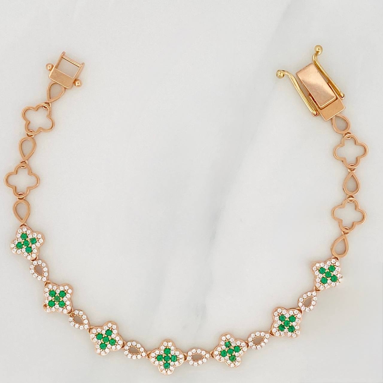 Pulso Trebol 11.3g / 19cm / 8.22mm Oro Rosa 18K