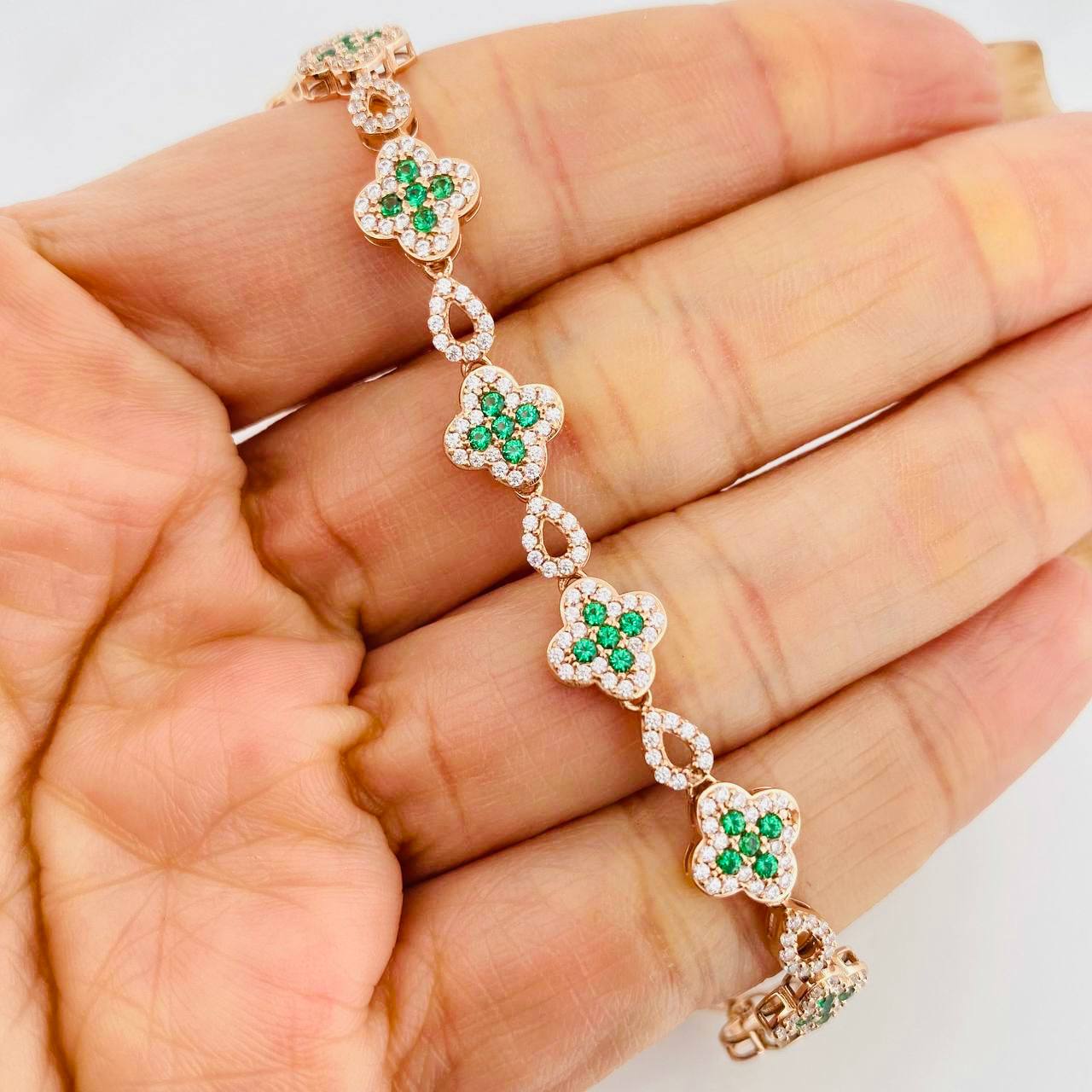 Pulso Trebol 11.3g / 19cm / 8.22mm Oro Rosa 18K