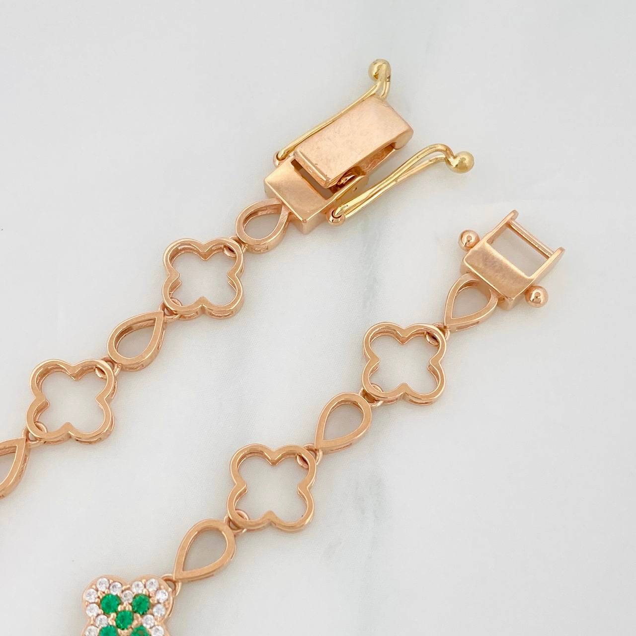 Pulso Trebol 11.3g / 19cm / 8.22mm Oro Rosa 18K