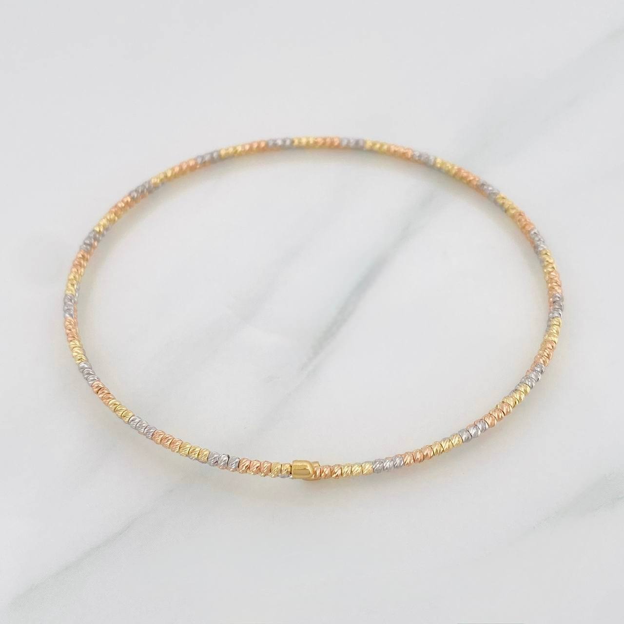 Pulso Aro Diamantado Doble 3.45g / 17cm / 1.4mm Tres Oros 18K