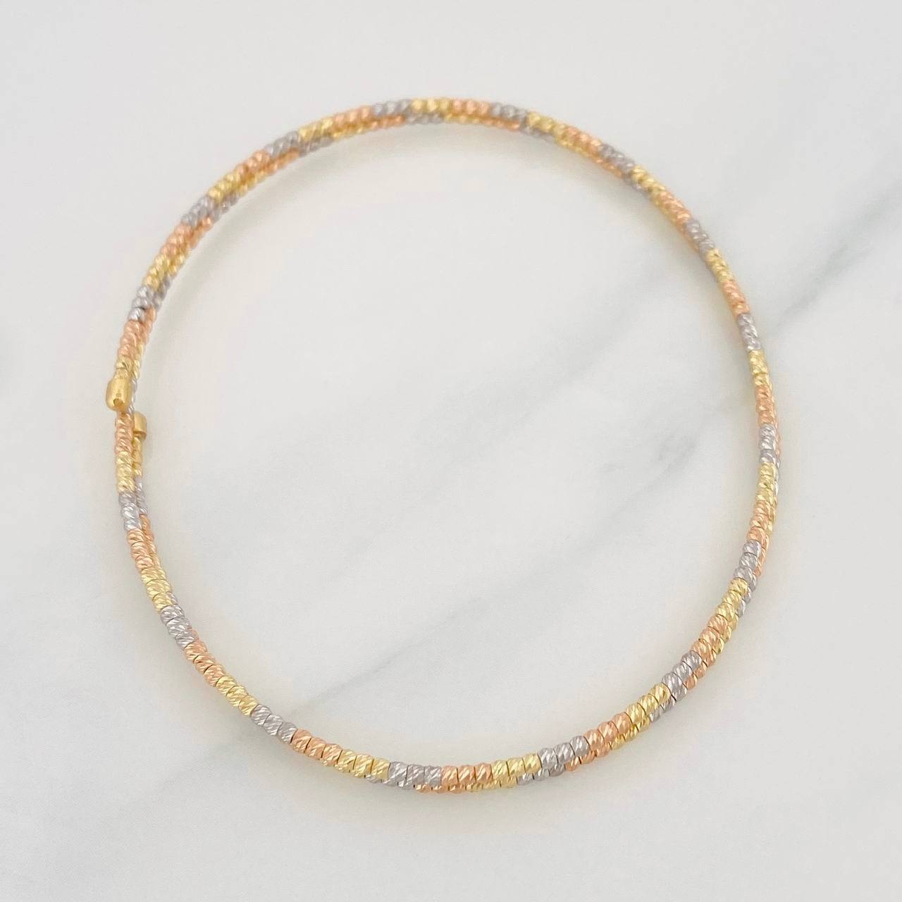 Pulso Aro Diamantado Doble 3.45g / 17cm / 1.4mm Tres Oros 18K