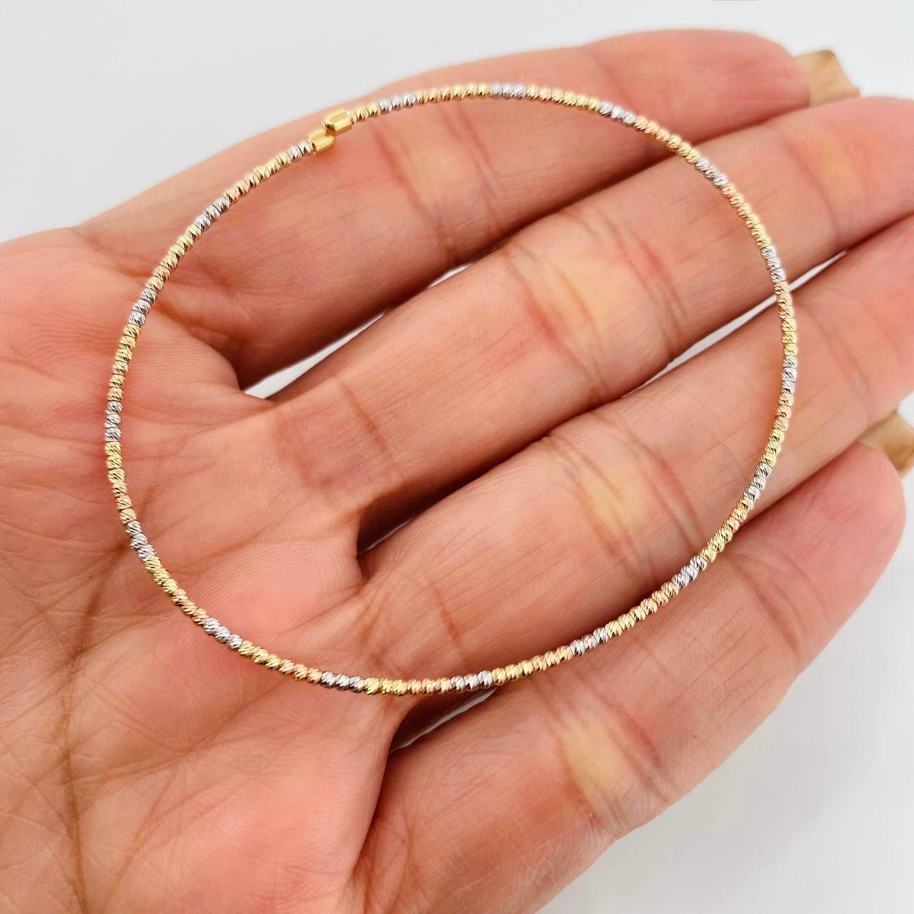Pulso Aro Diamantado 1.75g / 18cm / 2mm Tres Oros 18K