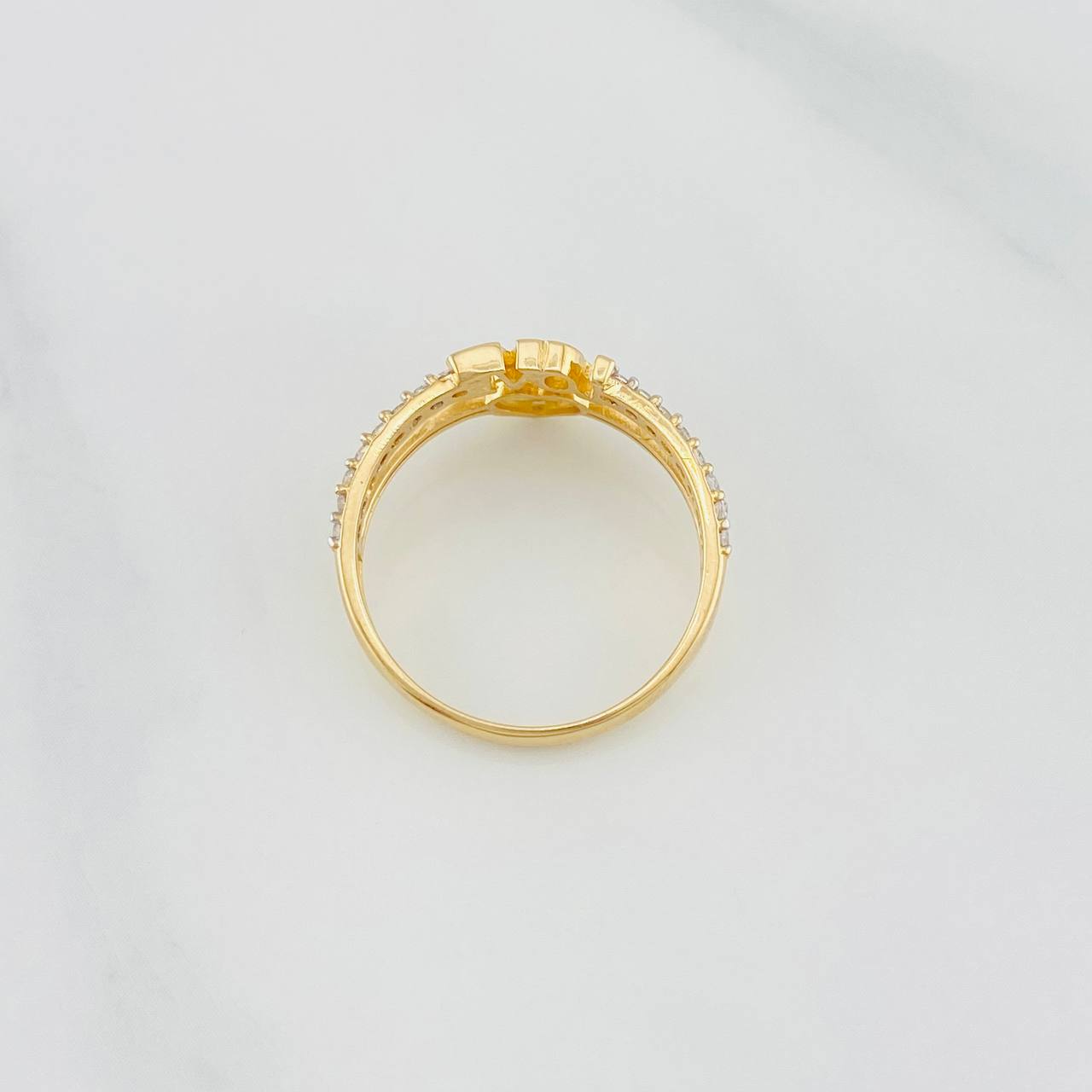 Anillo Love Corazón 2.85g / T7 1/4 Dos Oros Amarillo Blanco 18K