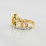 Anillo Corona 3.85g / T6 3/4 Dos Oros Amarillo Blanco 18K