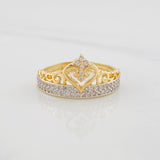 Anillo Corona Corazón 2.75g / T7 1/2 Dos Oros Amarillo Blanco 18K