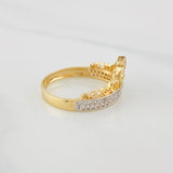 Anillo Corona Corazón 2.75g / T7 1/2 Dos Oros Amarillo Blanco 18K
