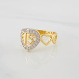 Anillo 15's Corazones 3g / T6 1/2 Dos Oros Amarillo Blanco 18K
