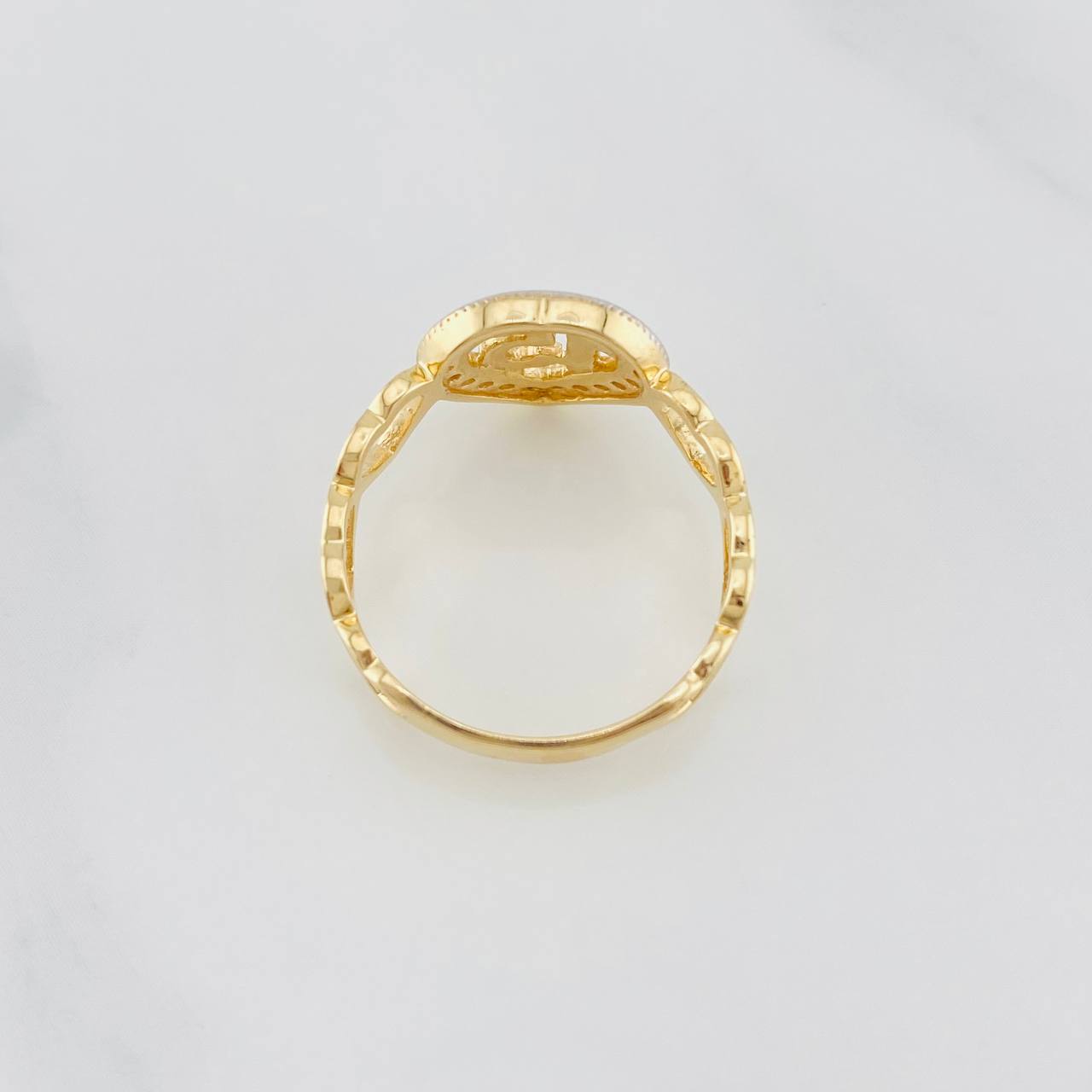 Anillo 15's Corazones 3g / T6 1/2 Dos Oros Amarillo Blanco 18K