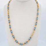 Cadena Rustica Barril 14.25gr / 61.6cm / 4.1mm Cauchos Azules Oro Amarillo 18K $