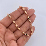 Cadena Rustica Cubos 16.35gr / 61cm / 4.3mm Cauchos Negros Oro Rosa 18K $