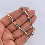 Cadena Rustica Barril 14.25gr / 61.6cm / 4.1mm Cauchos Azules Oro Amarillo 18K $