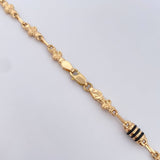 Cadena Rustica Barril Trebol 11.1gr / 61.2cm / 4.8mm Cauchos Negros Oro Amarillo 18K $