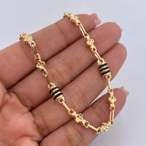 Cadena Rustica Barril Trebol 11.1gr / 61.2cm / 4.8mm Cauchos Negros Oro Amarillo 18K $