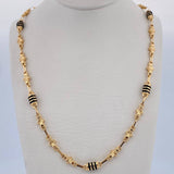 Cadena Rustica Barril Trebol 11.1gr / 61.2cm / 4.8mm Cauchos Negros Oro Amarillo 18K $