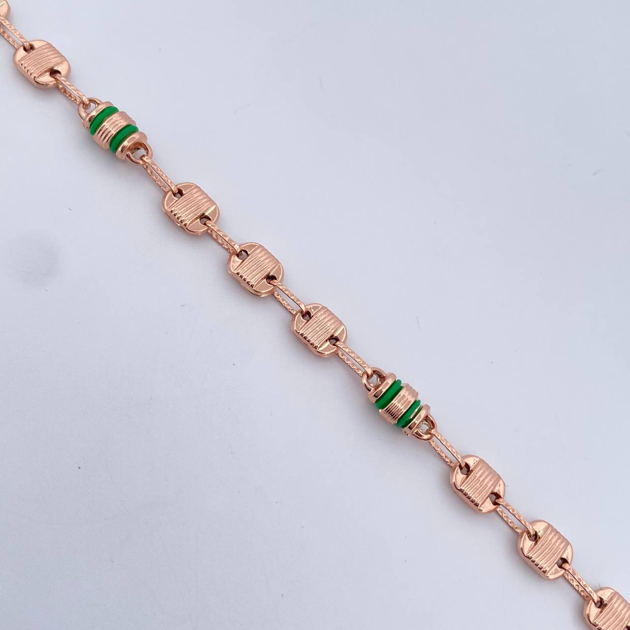 Tobillera Rustica Canotillo 5.5gr / 24.8cm / 5.4mm Cauchos Verdes  Oro Rosa 18K $