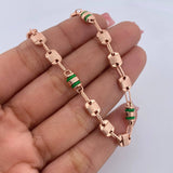 Tobillera Rustica Canotillo 5.5gr / 24.8cm / 5.4mm Cauchos Verdes  Oro Rosa 18K $